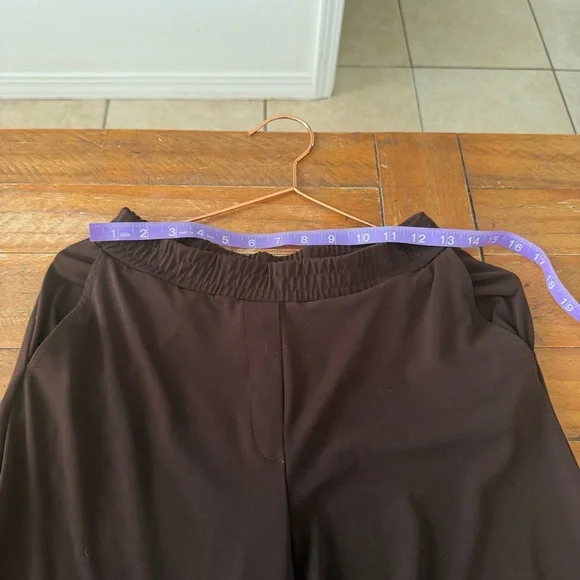 Susan Graver Dark Brown Pants with gold ankle zippers - Picture 5 of 9